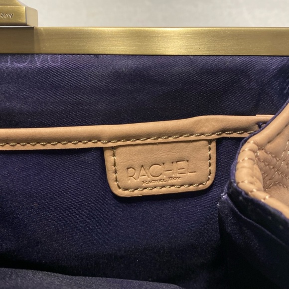 Rachel Roy Quilted Tan Faux Leather Clutch With Gold-Robe Hardware - Picture 12 of 14